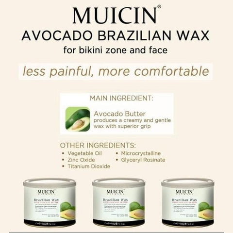MUICIN - Avocado Enriched Brazilian Wax - Luxurious, Nourishing Hair Removal