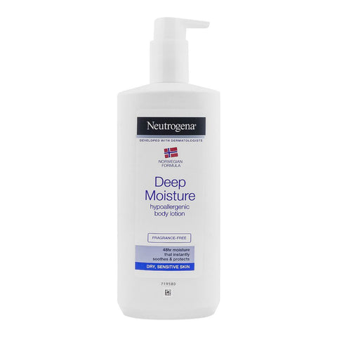 Neutrogena Deep Moisture Hypoallergenic Body Lotion, For Dry & Sensitive Skin, Fragrance-Free, 400ml