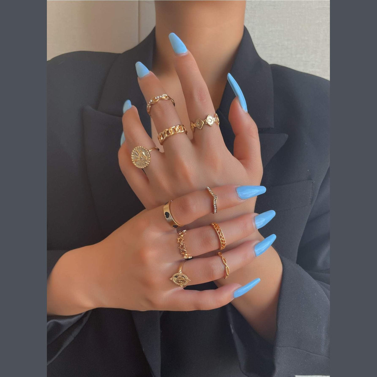 Shein - 10Pcs Rhinestone Decor Ring