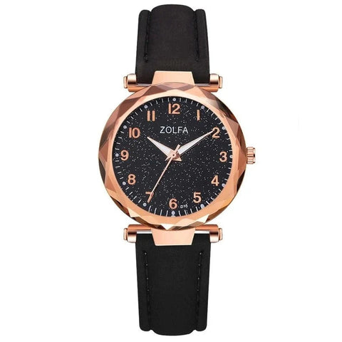 Shein - Shiny 1 Piece Round Pointer Dial Quartz Watch And 4 Piece Jewelry Set