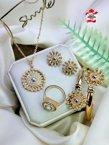 New fabulous Beautiful Fancy zircon 4 pcs Gold plated Set 4 Girls