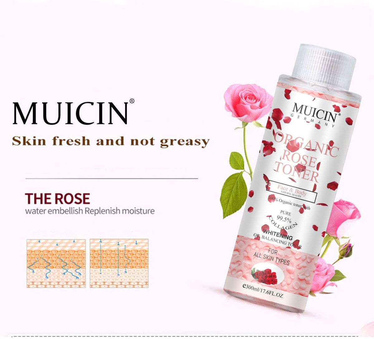 MUICIN - Organic Rose Hydration Toner - Soothe & Refresh