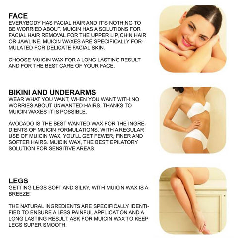 MUICIN - Avocado Enriched Brazilian Wax - Luxurious, Nourishing Hair Removal