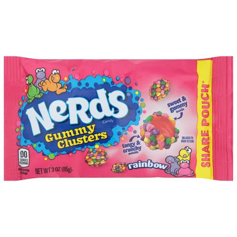 Combo pack Nerds Gummy Clusters Candy, Rainbow and Clusters Very Berry 3 oz Bags Pack of 2