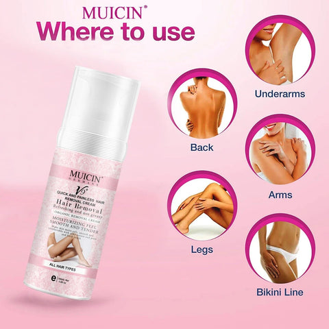MUICIN - V9+ Quick & Painless Hair Removal Cream - Effortless, Silky Skin
