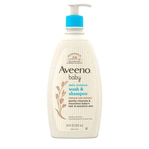 Aveeno Baby Daily Moisture Wash & Shampoo Natural OAT Extract 976ml