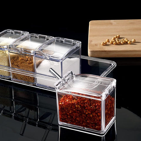 Home.Co- Crystal 4pcs Seasoning Box