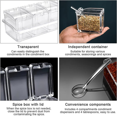 Home.Co- Crystal 4pcs Seasoning Box