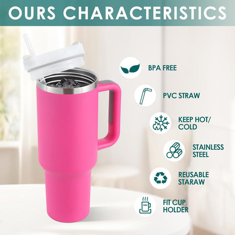 Home.Co - 1Pc Stainless Steel Tumbler 40oz - Hot Pink