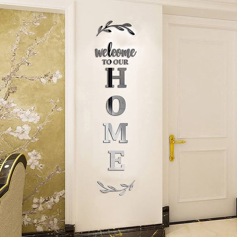 Home.Co- Acrylic wall décor (Welcome To Our Home) Silver