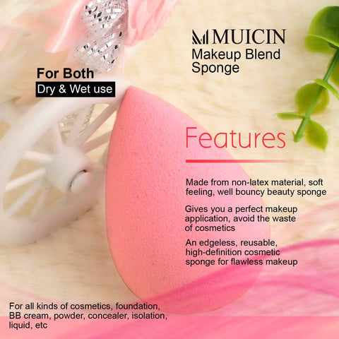 MUICIN - Pink Sponge Makeup Blender - Smooth, Seamless Coverage