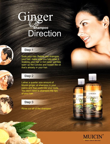 MUICIN - Ginger Oil Shampoo Gingembre For Anti-Hair Fall & Dandruff Control - Dual Action Scalp Care