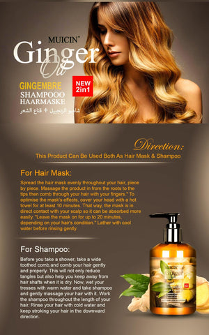 MUICIN - Ginger & Gingembre Shampoo Hair Mask - 2 In 1 - Rejuvenate & Soften