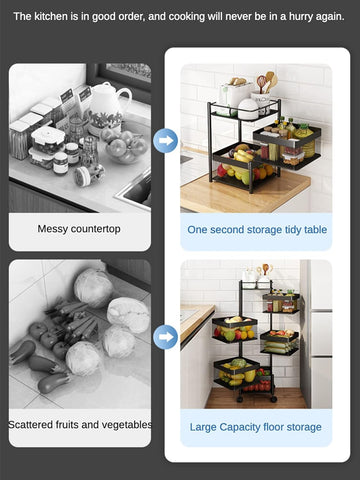 Home.Co- Square Kitchen Storage Trolly 4 Layer