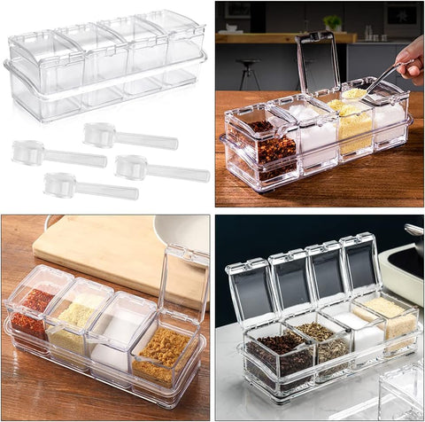 Home.Co- Crystal 4pcs Seasoning Box