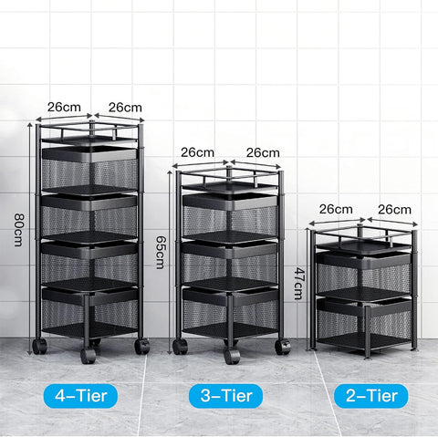 Home.Co- Square Kitchen Storage Trolly 4 Layer