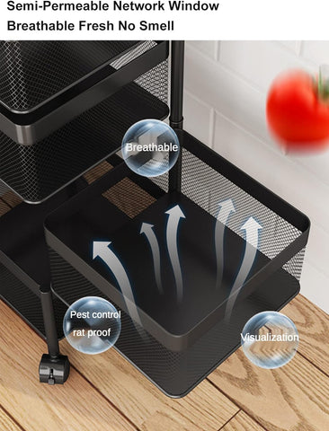 Home.Co- Square Kitchen Storage Trolly 4 Layer