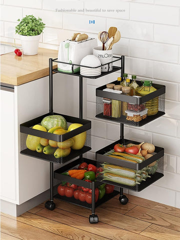 Home.Co- Square Kitchen Storage Trolly 4 Layer