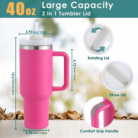 Home.Co - 1Pc Stainless Steel Tumbler 40oz - Hot Pink