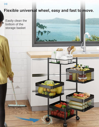 Home.Co- Square Kitchen Storage Trolly 4 Layer