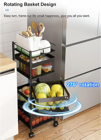 Home.Co- Square Kitchen Storage Trolly 4 Layer