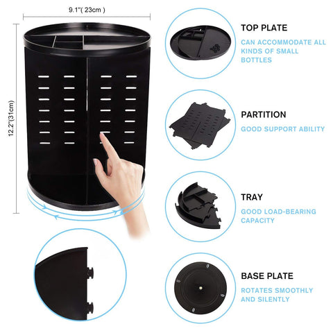Home.Co- Black Rotating Organizer