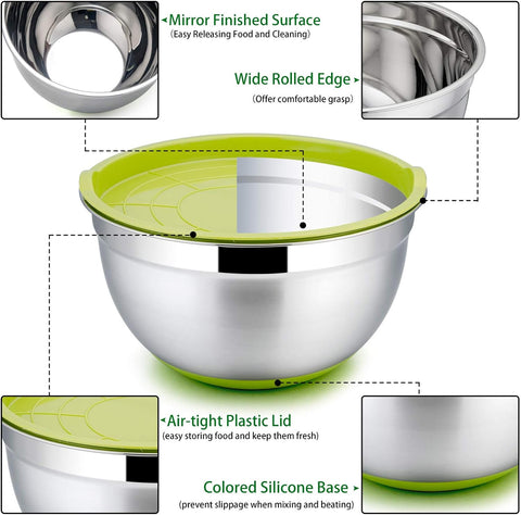 Home.Co - Stainless Steel Colourful 5pcs Bowl Set