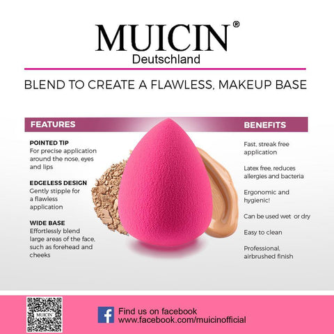 MUICIN - Pink Sponge Makeup Blender - Smooth, Seamless Coverage
