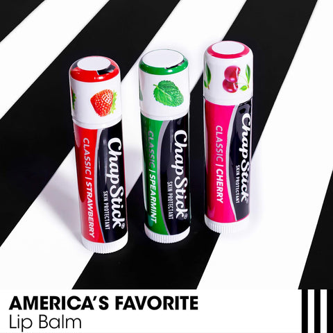 ChapStick Classic Spearmint, Cherry & Strawberry Lip Balm Tubes Variety Pack - 1 oz (Pack of 3)