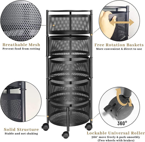Home.Co- Round Kitchen Storage Trolly 5 Layer