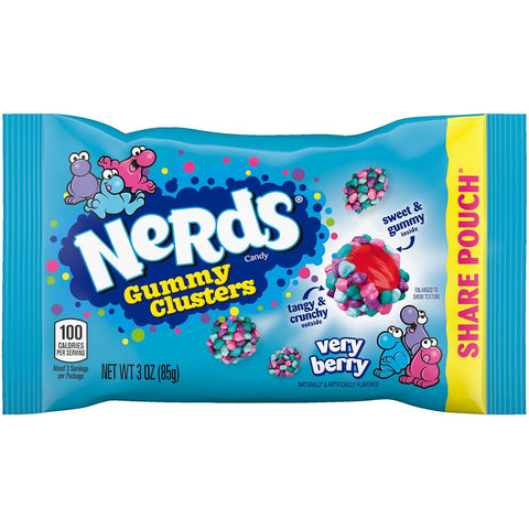 Combo pack Nerds Gummy Clusters Candy, Rainbow and Clusters Very Berry 3 oz Bags Pack of 2