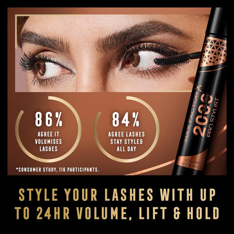 Max Factor 2000 Calorie Pro Stylist Mascara, Black, 9ml
