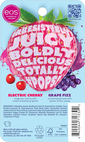 eos FlavorLab Pops! Lip Balm- Electric Cherry & Grape Fizz, Limited-Edition, 0.14 oz, 2-Pack