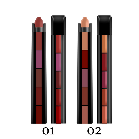 MUICIN - 5 In 1 Matte Lipsticks - Matte Quintessence