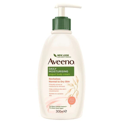 AVEENO DAILY MOISTURISING YOGURT BODY CREAM APRICOT & HONEY SCENT PUMP 300ML