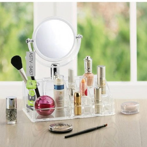 Home.Co - Acrylic Lipstick Cosmetic Organizer With Mirror
