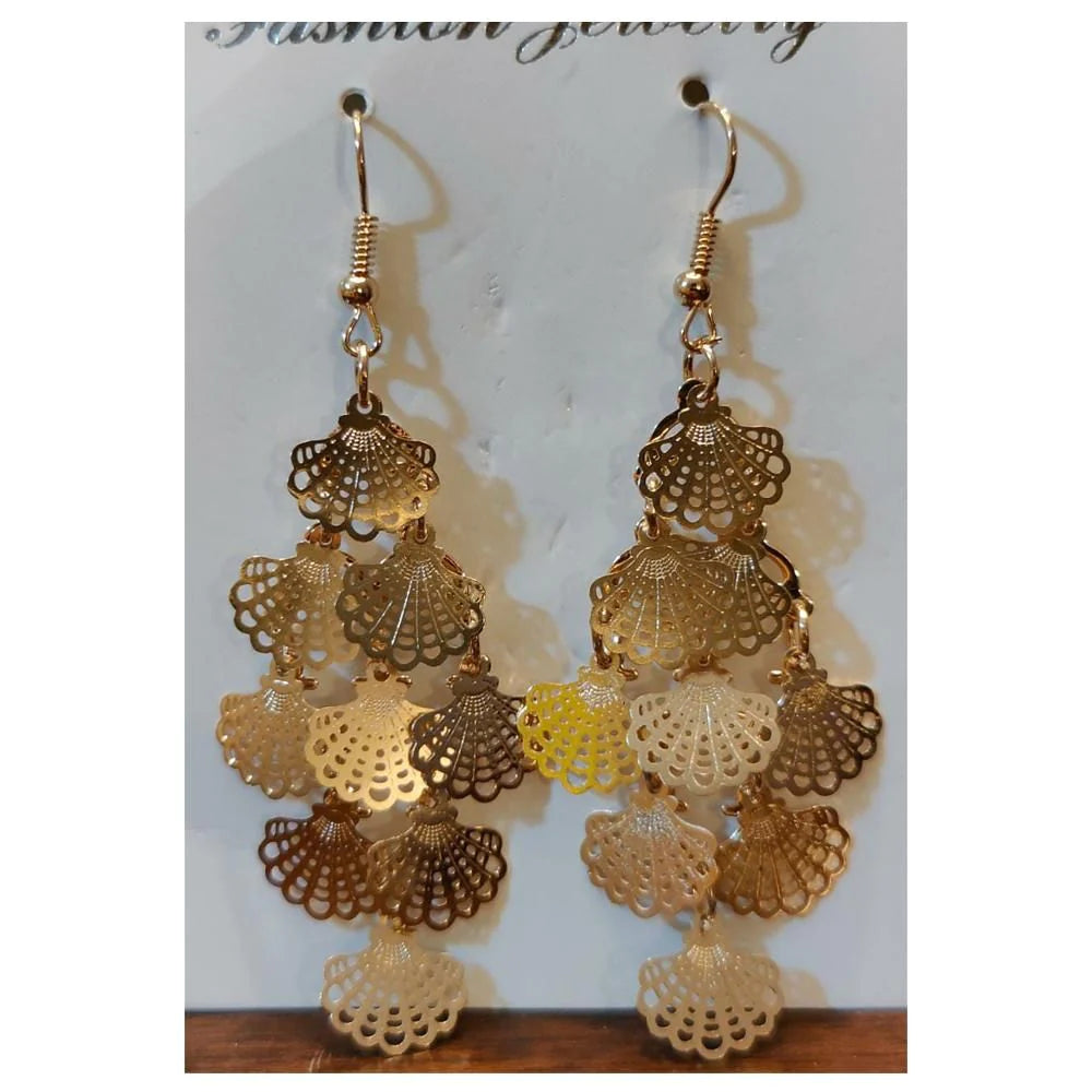 Ayzel- Peacock Feather Design EarRings - Golden