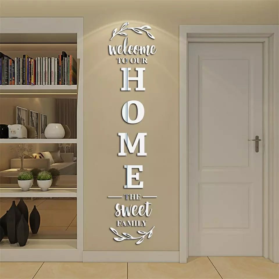 Home.Co- Acrylic wall décor (Welcome To Our Home) Silver