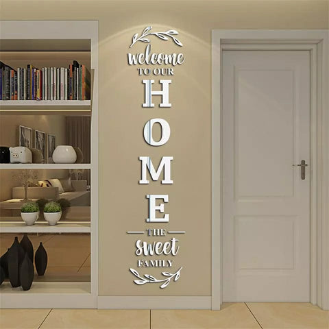 Home.Co- Acrylic wall décor (Welcome To Our Home) Silver