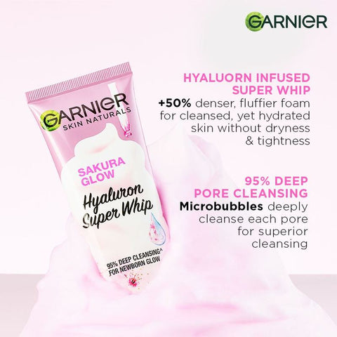 Garnier Sakura Glow Hyaluron Super Whip Foam 100-Ml