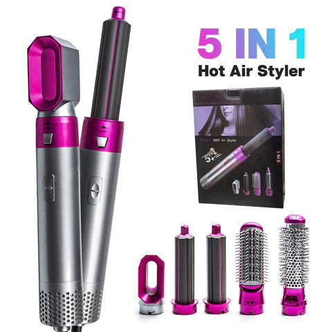 5 In 1 Hair Dryer Straightener Curler Electric Hair Comb Hair Curling Wand Detachable Brush
