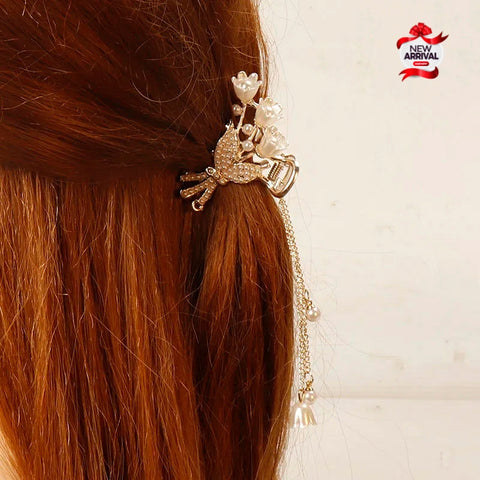 Exquisite Pearl Butter Fly With Small Elegant Flower Shark Hair Clip