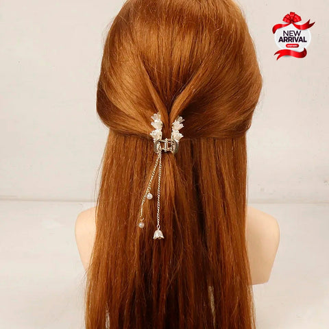 Exquisite Pearl Butter Fly With Small Elegant Flower Shark Hair Clip