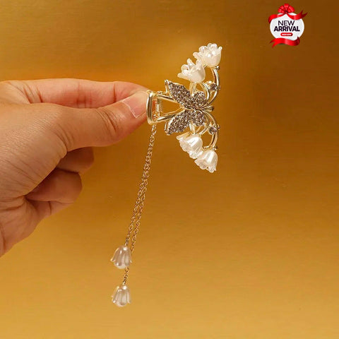 Exquisite Pearl Butter Fly With Small Elegant Flower Shark Hair Clip