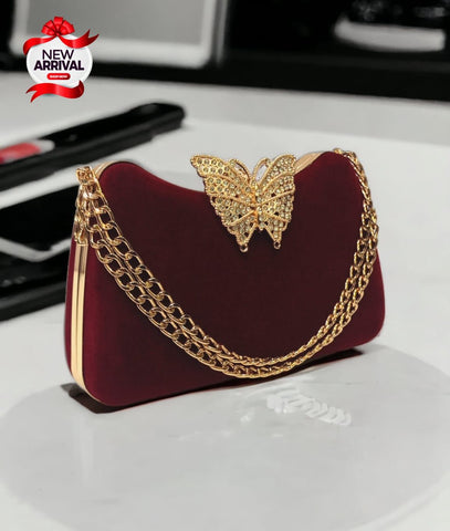 Bridal  Butterfly Velvet Clutch