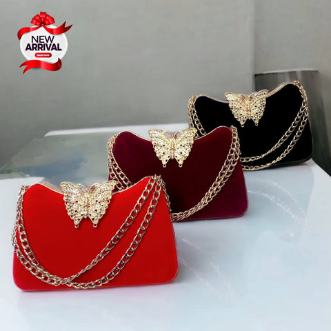 Bridal  Butterfly Velvet Clutch