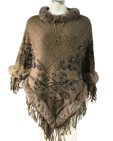 Floral Print Cape Shawl