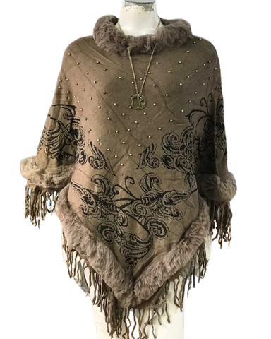 Floral Print Cape Shawl