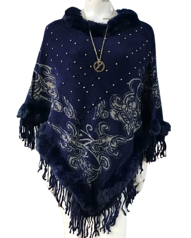 Floral Print Cape Shawl