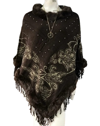 Floral Print Cape Shawl